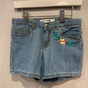 Bonpoint Blue Jean Shorts with Floral Detail